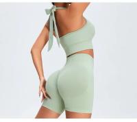 Pantalones cortos deportivos de Yoga sin costuras para mujer, pantalones de chándal de tres cuartos de cintura alta de melocotón, Multicolor, ropa cómoda de secado rápido para Fitness y Yoga - details 13