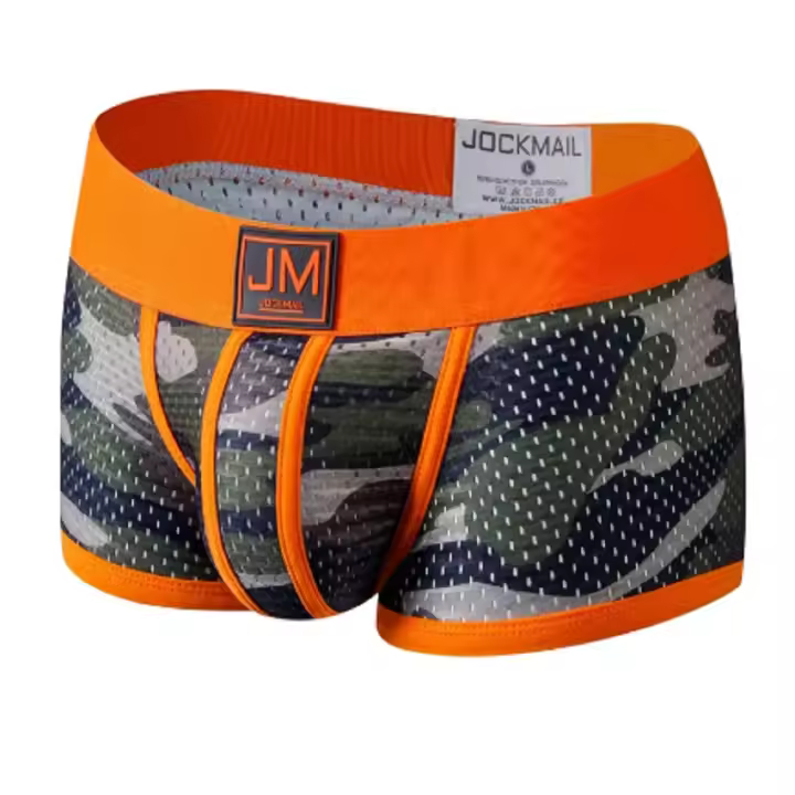 Ropa interior Sexy para hombre, calzoncillos Boxer Cueca Gay, bragas masculinas de malla de camuflaje, moda para hombre, ropa interior, calzoncillos, bolsa, pantalones cortos - 1