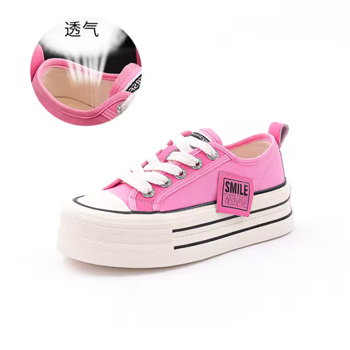Zapatos de cuero para mujer, novedad de 2024, zapatos blancos con plataforma aumentada para mujer, zapatos informales Joker para mujer - 1