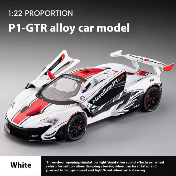 McLaren P1 GTR-superdeportivo de aleación de alta simulación, coche fundido a presión de Metal, modelo de luz y sonido, vehículo de juguete para niños, regalos, 1:22 - 1