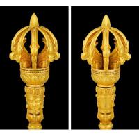 Campana agitadora de mano con mortero de diamantes de nueve hebras para el hogar, chapada en oro, plata pura étnica tibetana, 15cm - details 6