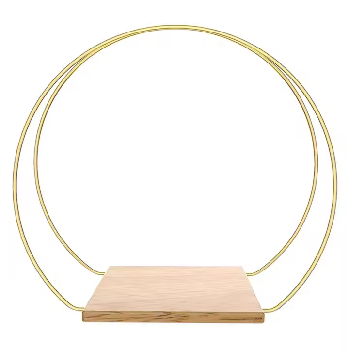 1 Juego de centro de mesa de aro Floral de Metal con soporte, anillo Floral dorado de 12 pulgadas, corona colgante, centro de mesa circular con vela - 1