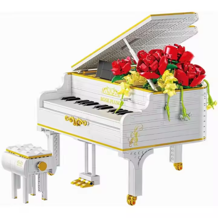 Instrumento musical, Mini juego de bloques de construcción de Piano blanco (1293 Uds.), coleccionable o decoración, juguetes, regalos para niños y adultos - 1