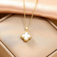 Colgante de mujer con diseño de doble cara de trébol de diamantes completo de acero inoxidable Black King - details 0