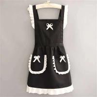 Lindo vestido de sirvienta japonesa con cintura cocina hogar restaurante ropa de trabajo para mujeres monos de café delantal - details 1