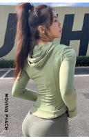 Chaqueta deportiva con capucha para mujer, con bolsillo suave y cremallera completa, para correr y Fitness, Moving Peach - details 6