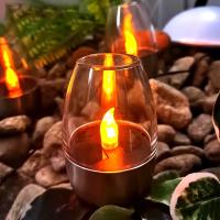 Luz de vela LED de acero inoxidable, luz Solar para jardín al aire libre, lámparas de té impermeables, lámparas de noche de cubierta, decoración de Navidad - details 6
