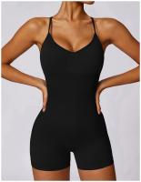 Mono de Yoga para Mujer Kailuoka Sexy Fitness Romper Sin Mangas y Espalda Disfraz Deportivo Corto en Color Sólido para Otoño e Invierno Material Exterior de Nylon - details 4