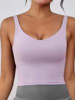 Sujetador deportivo sólido para mujer, top deportivo de lencería con tirantes anchos para tenis, pickleball, ropa de gimnasio, ropa deportiva para mujer para uso en interiores y exteriores, ejercicio - details 1