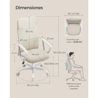 Oficina, ergonómica, Asiento Giratorio, Asiento Acolchado, Regulable en Altura e inclinable, Capacidad Carga 120 kg, Color Beige Cappuccino OBN034K01 - details 4