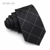 Corbata De Lujo Para Hombre Estrecha Y Fina De 6CM En Color Negro Con Patrones Sólidos Y Puntos Jacquard Para Negocios Y Fiestas - details 7
