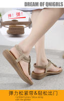 Sandalias de nuevo estilo con diamantes de imitación, cómodas, de punta redonda, para vacaciones en la playa, zapatos planos de talla grande - details 0