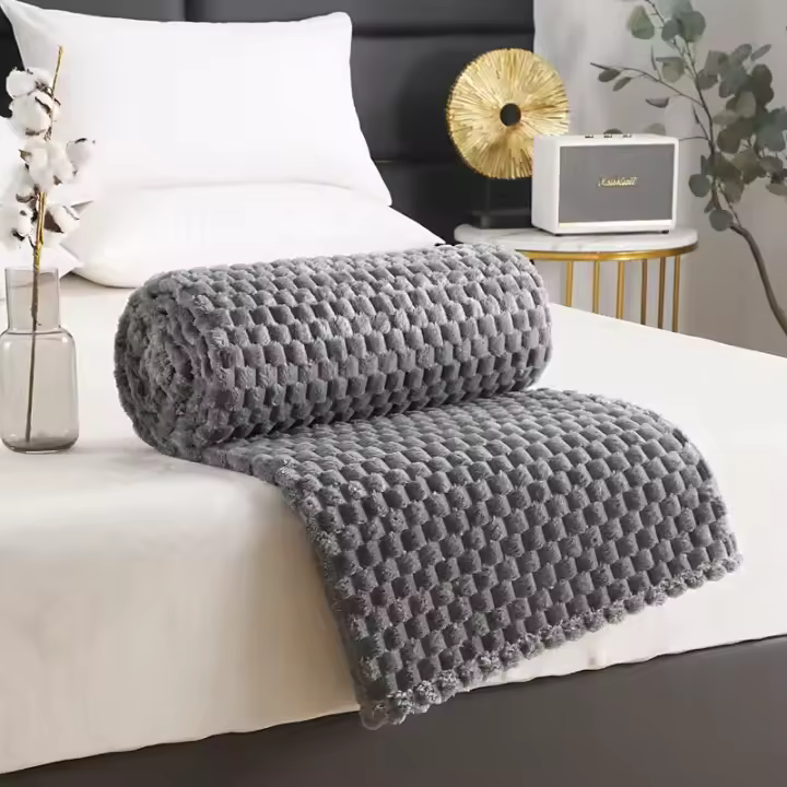 Manta de Piedra de Franela Súper Suave Tamaño Grande, Cálida, Ideal para Sofá, Sofá, Cama Negro - 1