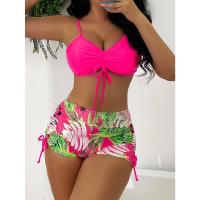 2025 Bikini traje de baño con cordón mujeres pantalones cortos de cintura alta traje de baño femenino acolchado traje de baño natación ropa de playa verano - details 50