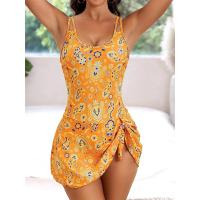 Traje de baño de dos piezas para mujer, novedad de 20225, traje de baño Sexy de cintura alta con tirantes estampados lisos, Tankini de verano, ropa de playa, traje de baño para mujer - details 2