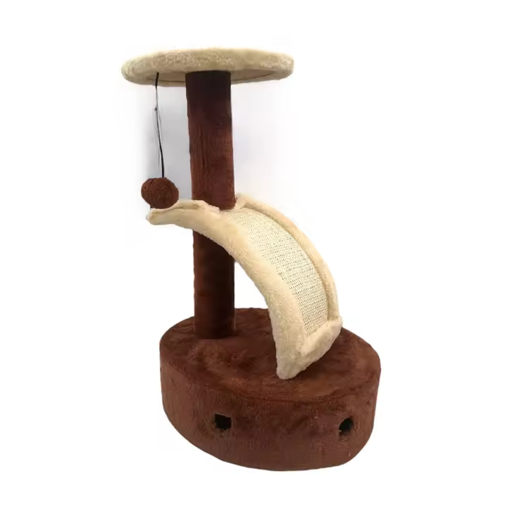 Árboles de Actividad para Gatos COTTECOTA Poste Interactivo Moderno en Marrón y Beige con Bola de Juego 35x31x50.5cm - 1