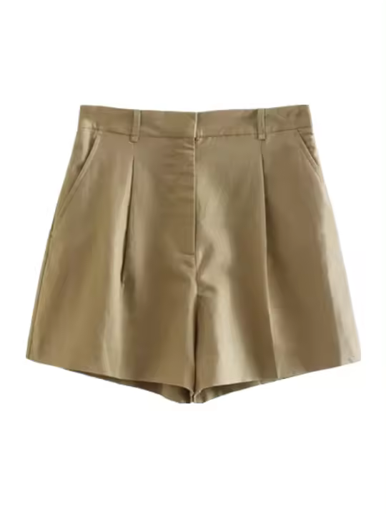 Conjunto de Moda Retro para Mujer de 2 Piezas Chaleco de Lino y Shorts de Cintura Alta - 1