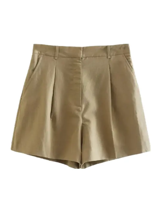 Conjunto de Moda Retro para Mujer de 2 Piezas Chaleco de Lino y Shorts de Cintura Alta - 1