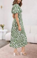 BUNO-Casual para Mujer, Corte en A, Cintura Alta, Cuello en V, Sexy, Bohemia, Midi de Verano con Mangas Abullonadas, Elegante Vestido de Fiesta Vintage - details 2