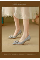 Zapatos de Novia de Otoño Tacones Altos de Champán para Mujer Suela Cuadrada de Cristal - details 0