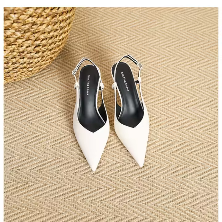 Zapatos de tacón de aguja con espalda hueca y punta de bolso de boca baja de nuevo estilo - 1