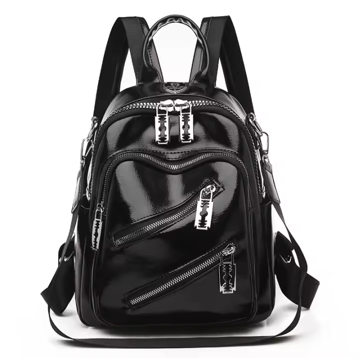 Nueva mochila de cuero suave para mujer, estilo lindo y moderno, adecuada para ir de compras y viajar, bolso versátil de Color sólido - 1