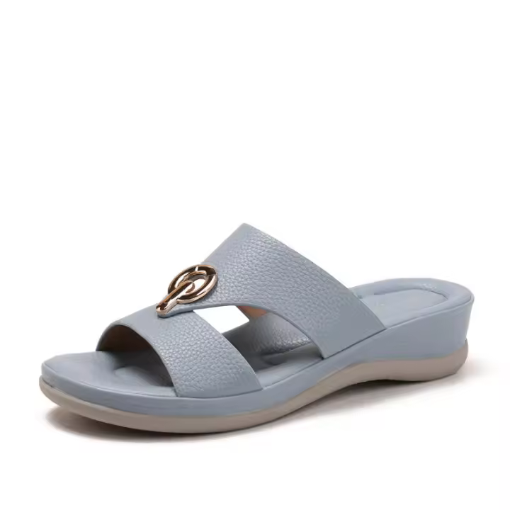 Sandalia pantuflas de suela gruesa para salidas de mujer, nuevo estilo étnico, versátil, antideslizante, con sensación de pisar caca, a - 1