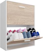 Mueble zapatero de 12 pares - Estantería de gran capacidad para vestíbulo o pasillo - (ancho) 60 x (profundidad) 24 x (alto) 80 cm - Madera clara blanca - details 75