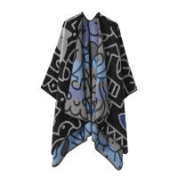 Mantel de Bloques de Color para Mujer Cape de Poncho de Frontal Abierto - details 5