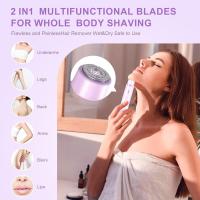 Recortadora de bikini de doble cabezal para mujer, afeitadora eléctrica inalámbrica impermeable, carga USB tipo C, depilación de cuerpo completo, segura y cómoda (púrpura) - details 2