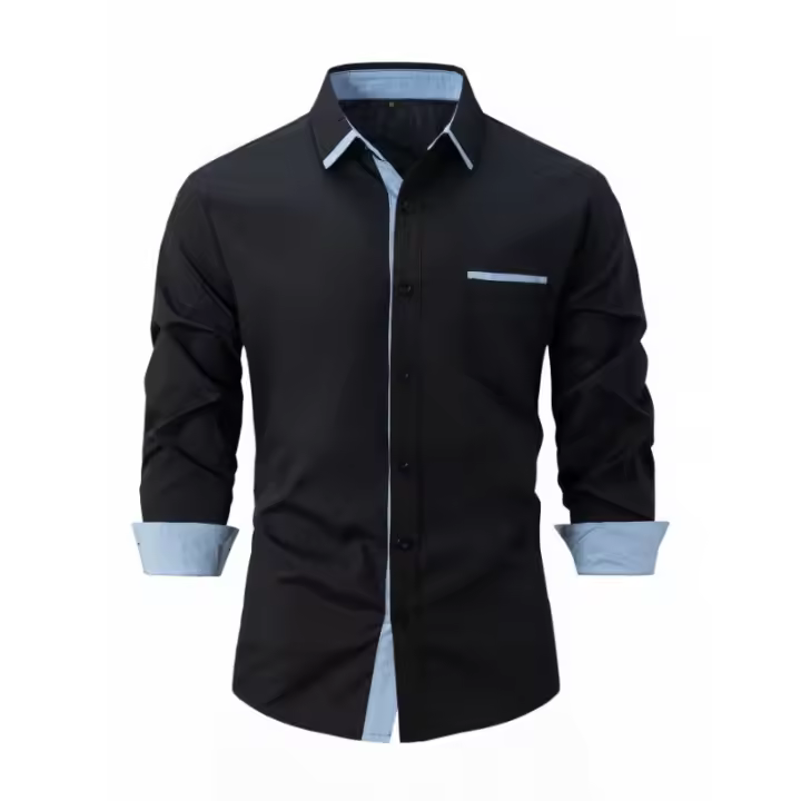 Camisa informal para hombre, camisa con cuello vuelto a la moda, a la moda - 1