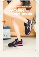 Zapatos de seguridad con botón giratorio para mujer, zapatillas de trabajo con punta de acero, zapatos indestructibles, botas de trabajo a prueba de pinchazos, zapatillas con cojín para mujer - details 2