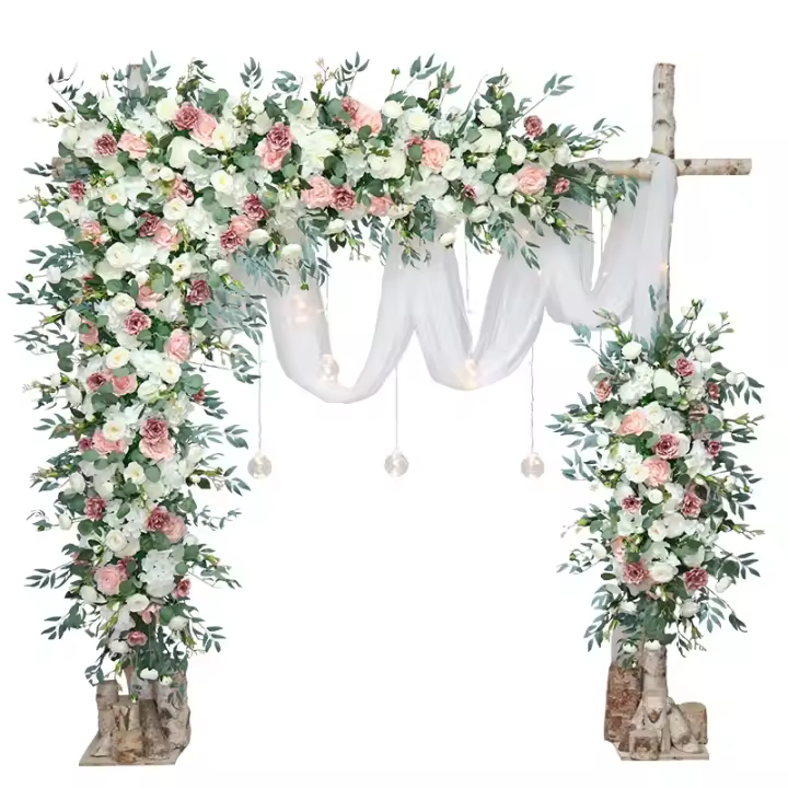 Fila de flores artificiales grandes, arreglo de hojas de sauce, arco de boda, telón de fondo, decoración de pared, esquina colgante, triángulo Floral, 200CM - 1