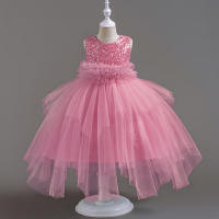 Vestido de noche para niños con flores, pasarela, princesa, niña, tul hinchado, presentadora, actuación de Piano - details 24
