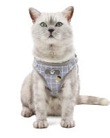 Arnés con correa para perro y gato, chaleco ajustable para caminar, suave y transpirable, Collar a cuadros para cachorros pequeños y grandes - details 4