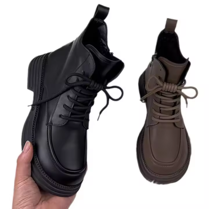 Botas de terciopelo de cuero suave Botas de algodón para mujer en otoño e invierno - 1