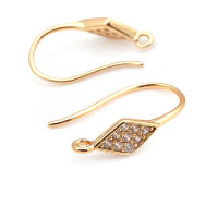 Ganchos de Pendientes de Brasso Dorado 18K con Zirconia Accesorios de Joyería DIY de Alta Calidad para Mujeres - details 7