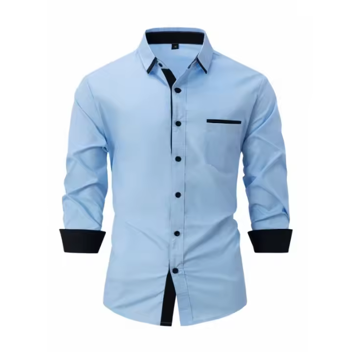 Camisa informal para hombre, camisa con cuello vuelto, a la moda - 1