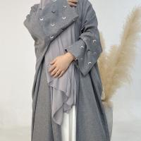 Vestido de Ramadán Khimar Abaya, Arabia Saudita, Turquía, Islam, bordado de Luna, cárdigan musulmán, ropa de oración para mujer, 2024 - details 2