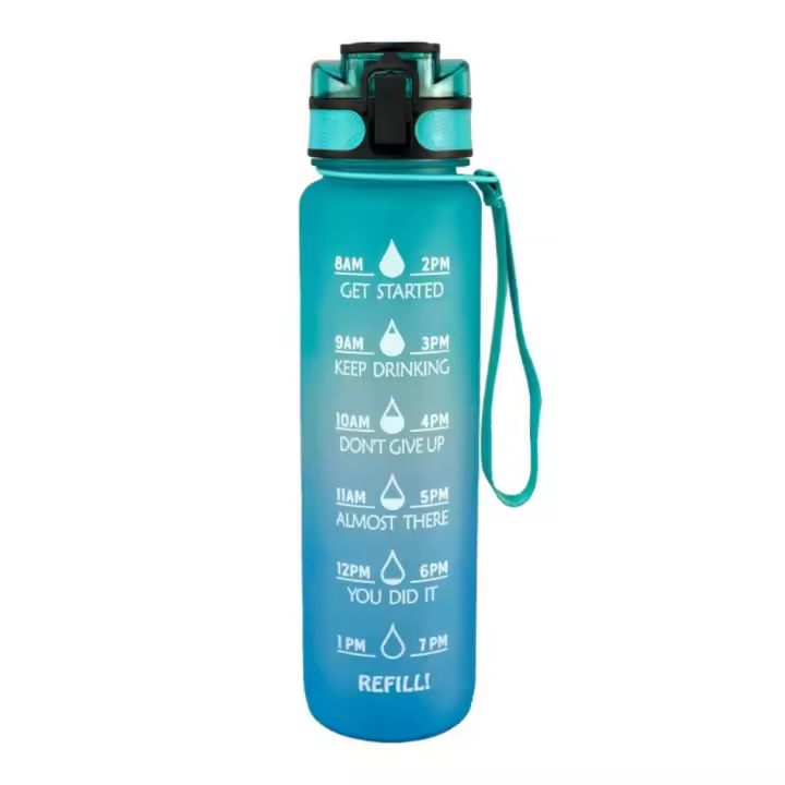 Botella de Agua de 1 Litro Botella Motivacional Marcador de Tiempo Botella de Gimnasio - 1