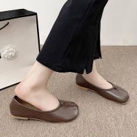 Zapatos planos de cuero con punta abierta y pezuña para mujer, mocasines vaqueros Mary, zapatos de bailarina para mujer - details 23