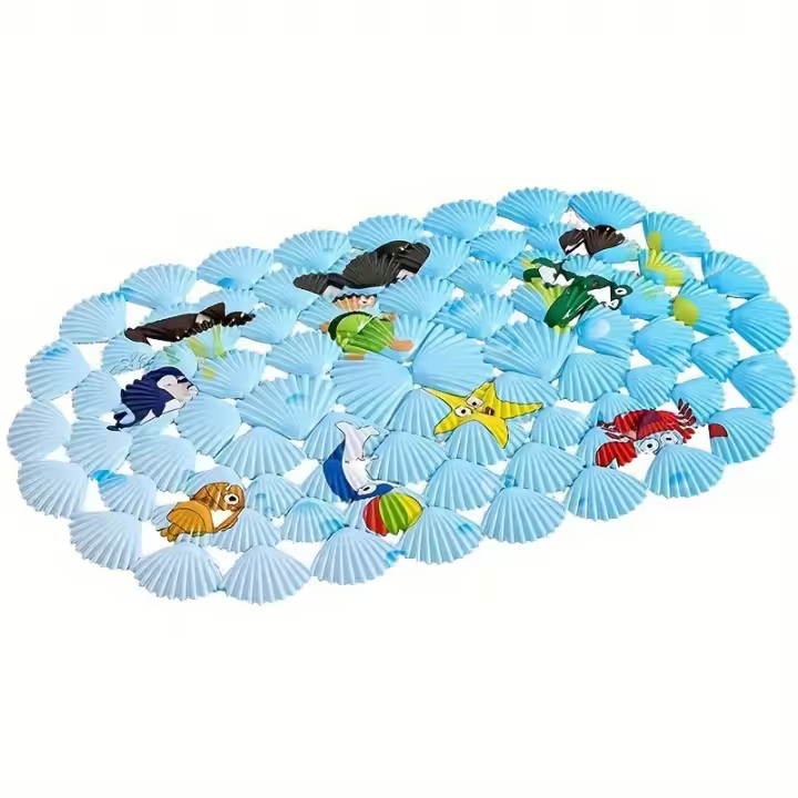 1 Alfombrilla Antideslizante para Baño De Dibujos Animados, Alfombrilla De Forma Especial Con Orificio De Drenaje - 1