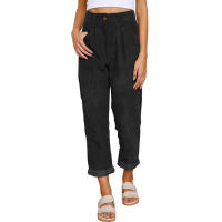 Pantalones largos de pana de cintura alta, casuales, de color sólido, holgados y rectos para mujer, otoño. - details 19