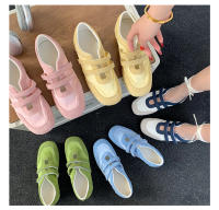 Zapatos de ballet de velcro con correa Estilo casual para mujeres Novedad en zapatos amarillos de satén 2025 - details 2