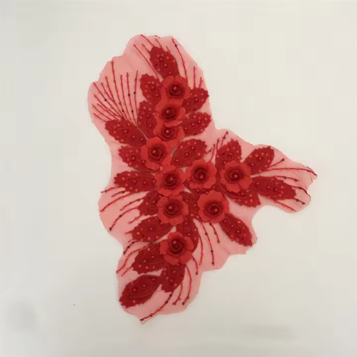 Pegatinas elegantes con bordado de flores, apliques de ropa de poliéster DIY, parches para coser multifuncionales exquisitos, vestido de noche - 1