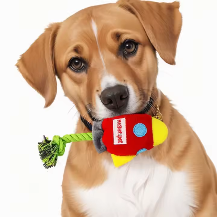 Divertido perro de peluche con sonido, juguete de peluche con forma de cohete, juguete interactivo suave para perros, resistente a mordeduras, juguetes para masticar perros grandes - 1