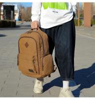 Mochila de lona de moda para hombre, bolso escolar informal Retro, Asa superior y gran capacidad, mochila d - details 5