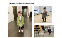 Chaqueta de Tweed verde aguacate con solapa para niños y niñas, abrigo de lana mediano, cálido - details 6