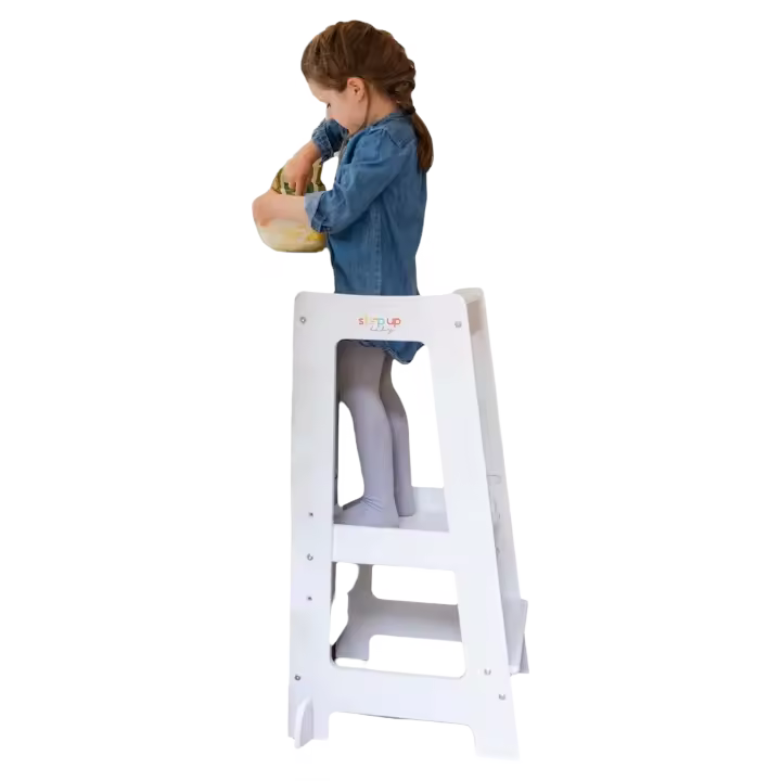Taburete para niños  Torre de pie para niños pequeños  Altura ajustable |   Barandilla de seguridad - 1
