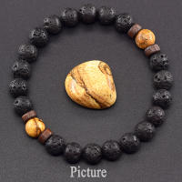 Pulsera de piedra de Lava para hombre, cuentas de piedra lunar de labradorita Natural, pulsera de Buda tibetano, pulsera difusora de aceite de Chakra, joyería para hombre - details 12